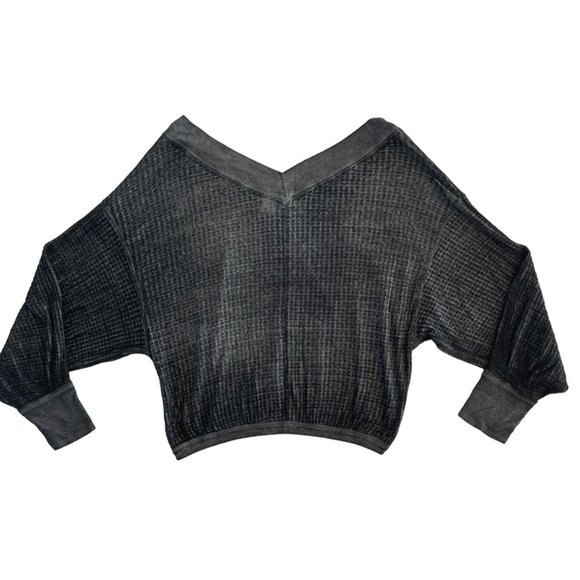 Free People We The Free South Side Thermal V-Neck Gray Black V-Neck XS $68 - Picture 13 of 13